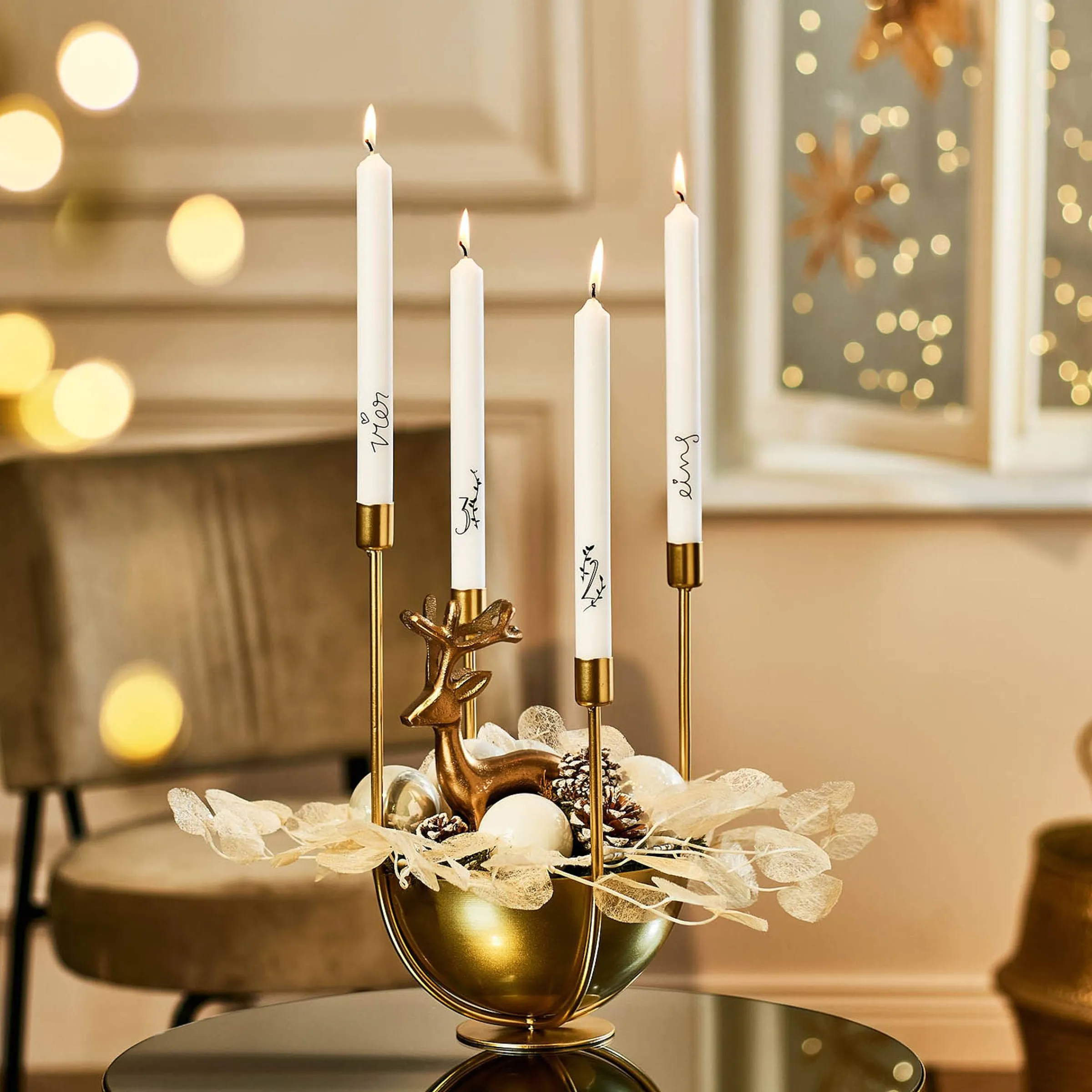 Depot Laternen & Kerzenhalter^Deko-Set Weihnachts-Kerzenhalter Golden Glam
