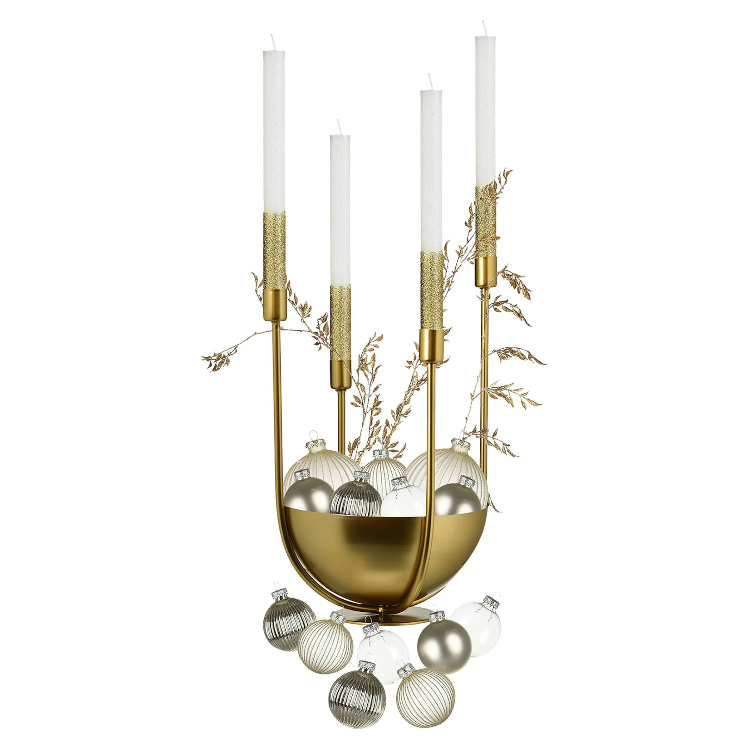 Depot Laternen & Kerzenhalter^Deko-Set Weihnachts-Kerzenhalter Golden Glam