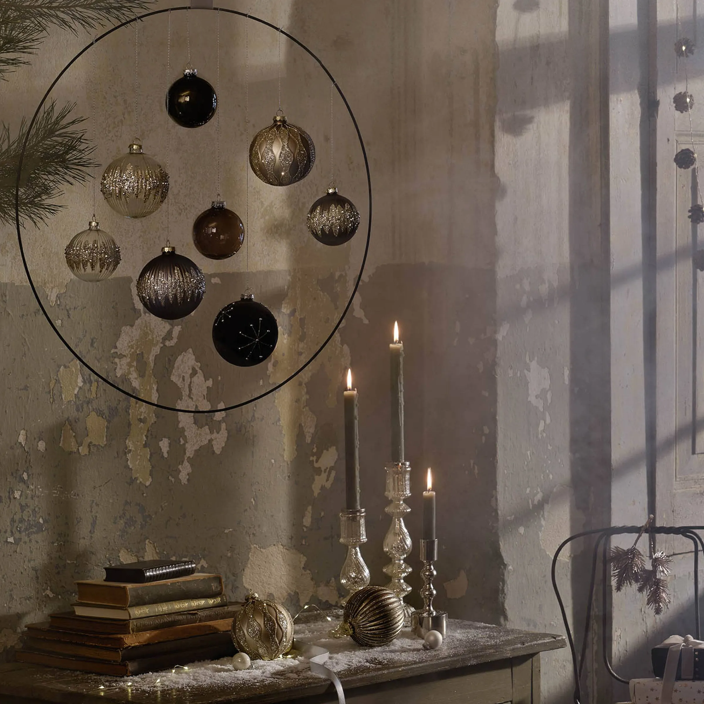 Depot Adventskranze & Zubehör^Deko-Weihnachtstablett Silver Glam