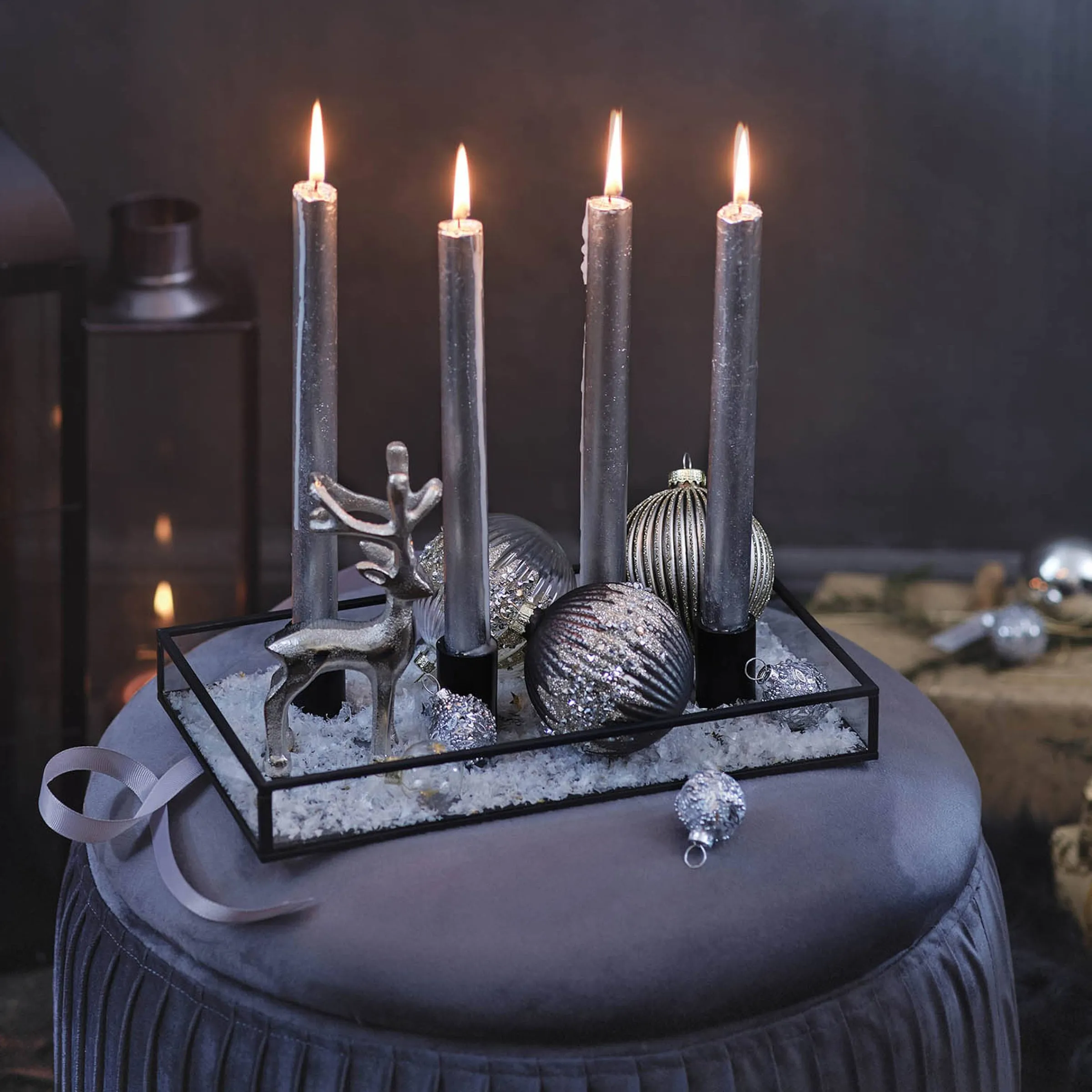Depot Adventskranze & Zubehör^Deko-Weihnachtstablett Silver Glam