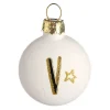 Depot Adventskranz-Deko^Glas-Baumschmuck Mini-Taler Monogramm V