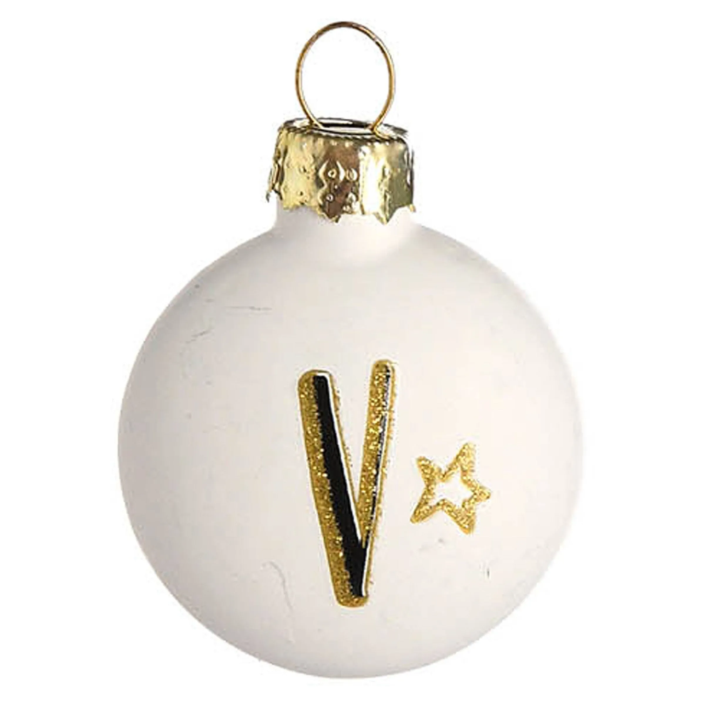 Depot Adventskranz-Deko^Glas-Baumschmuck Mini-Taler Monogramm V