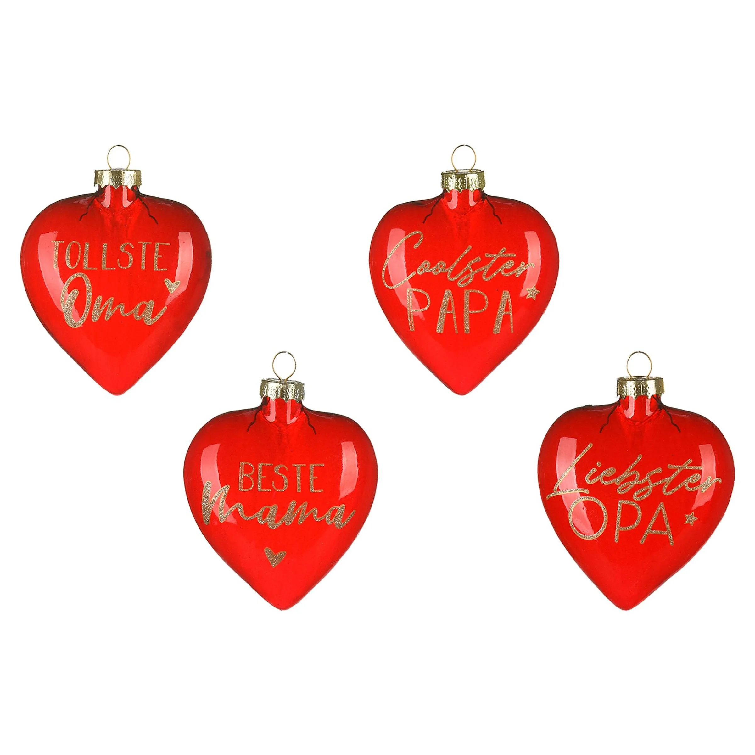 Depot Figuren & Formen^Glas-Baumschmuck-Set Herz Eltern