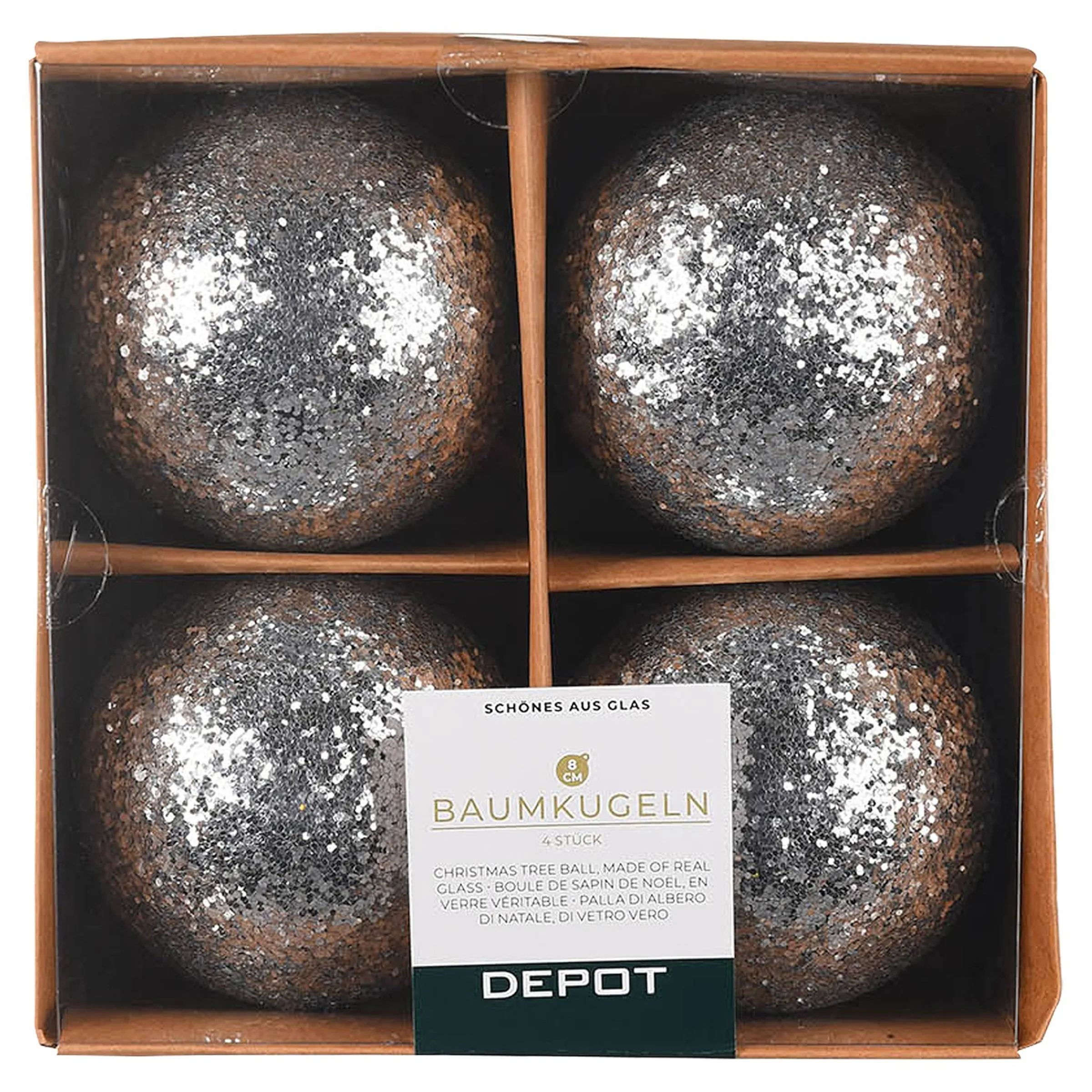 Depot Kugeln & Baumspitzen^Glas-Weihnachtskugel Glimmer