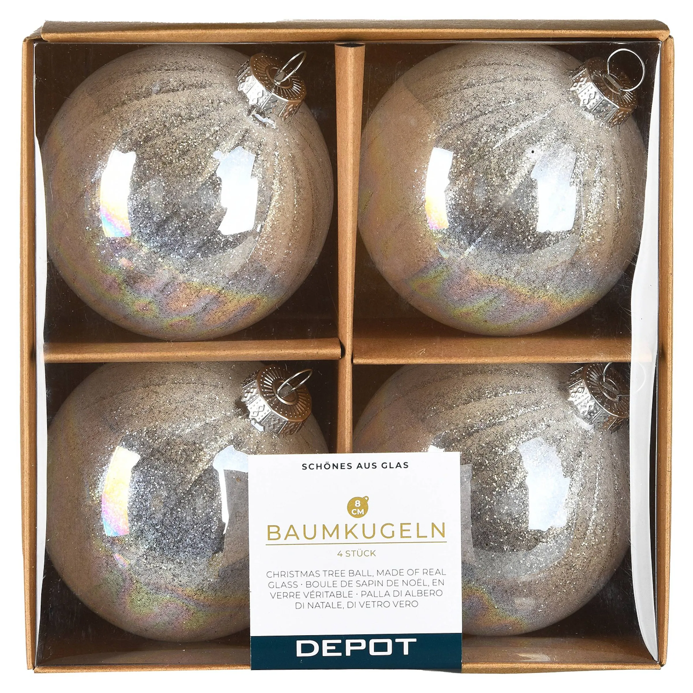 Depot Kugeln & Baumspitzen^Glas-Weihnachtskugeln Holo Glimmer
