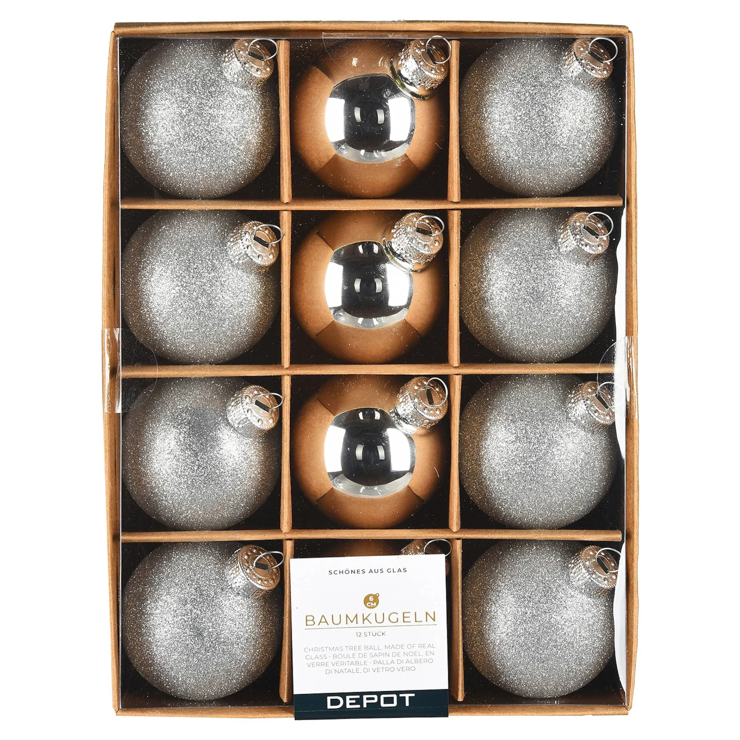 Depot Kugeln & Baumspitzen^Glas-Weihnachtskugel-Set Glam Mix