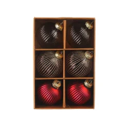 Depot Kugeln & Baumspitzen^Glas-Weihnachtskugel-Set Rille