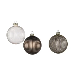 Depot Kugeln & Baumspitzen^Glas-Weihnachtskugel-Set Rille