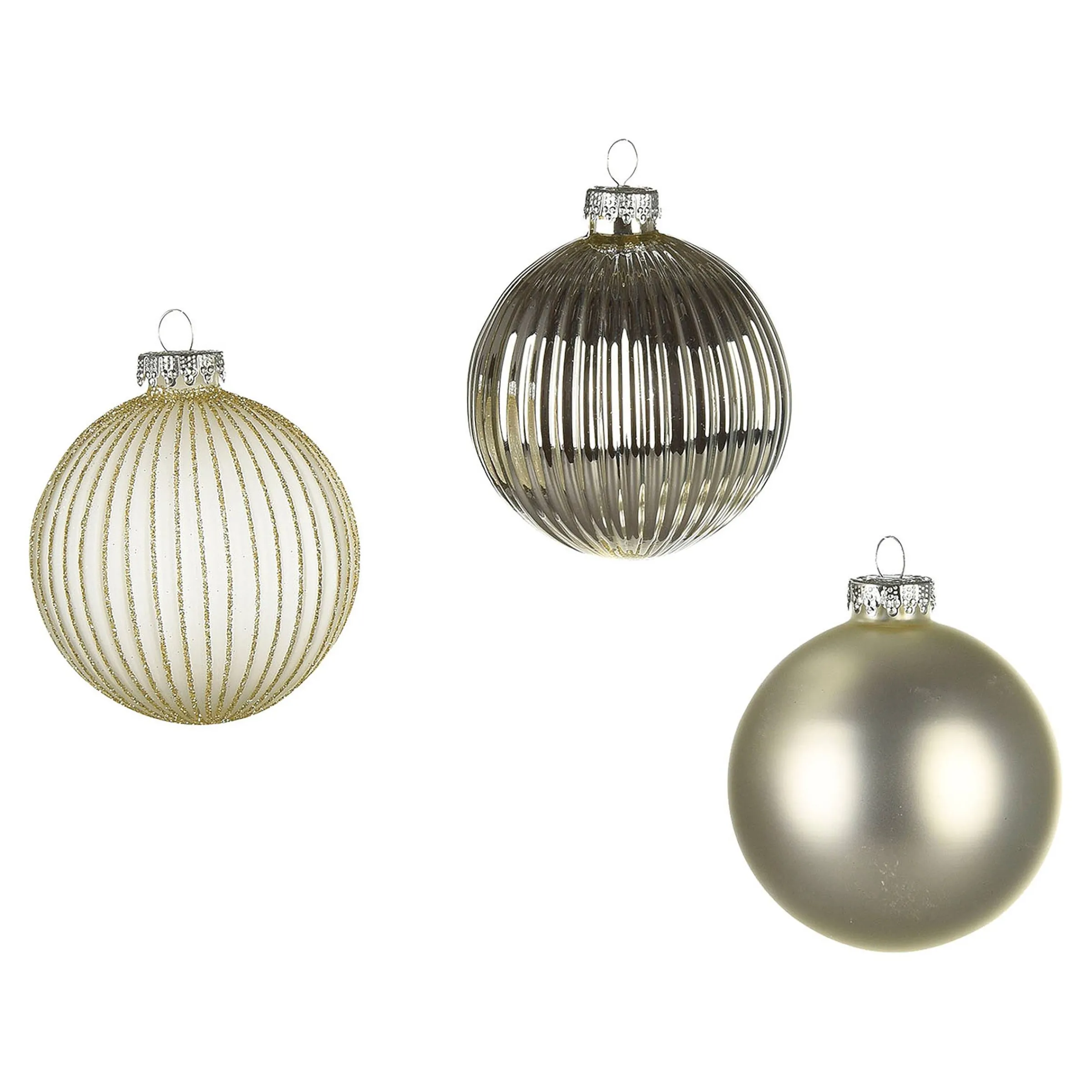 Depot Kugeln & Baumspitzen^Glas-Weihnachtskugel-Set Rille