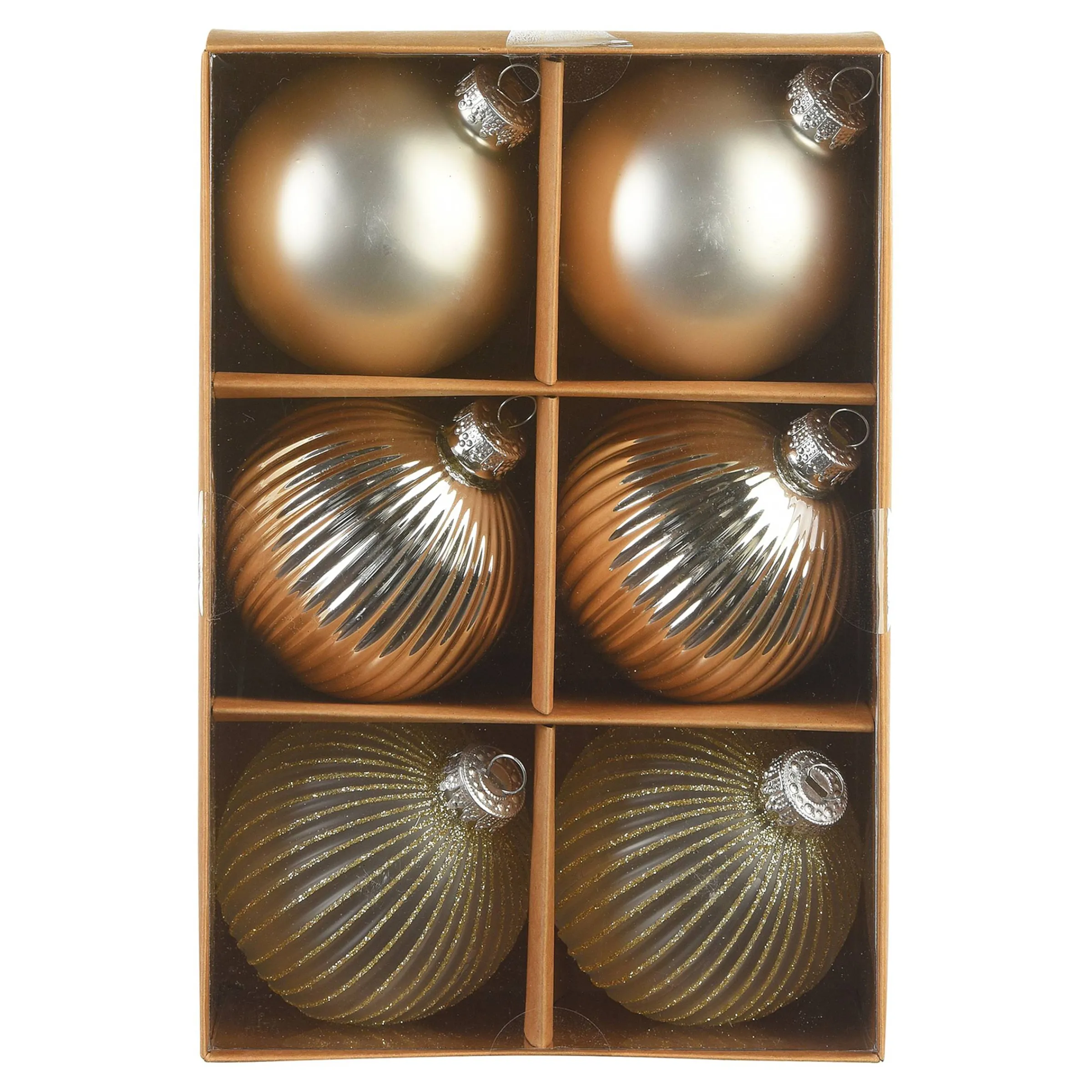 Depot Kugeln & Baumspitzen^Glas-Weihnachtskugel-Set Rille