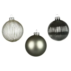 Depot Kugeln & Baumspitzen^Glas-Weihnachtskugel-Set Rille