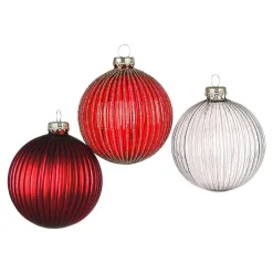 Depot Kugeln & Baumspitzen^Glas-Weihnachtskugel-Set Rille