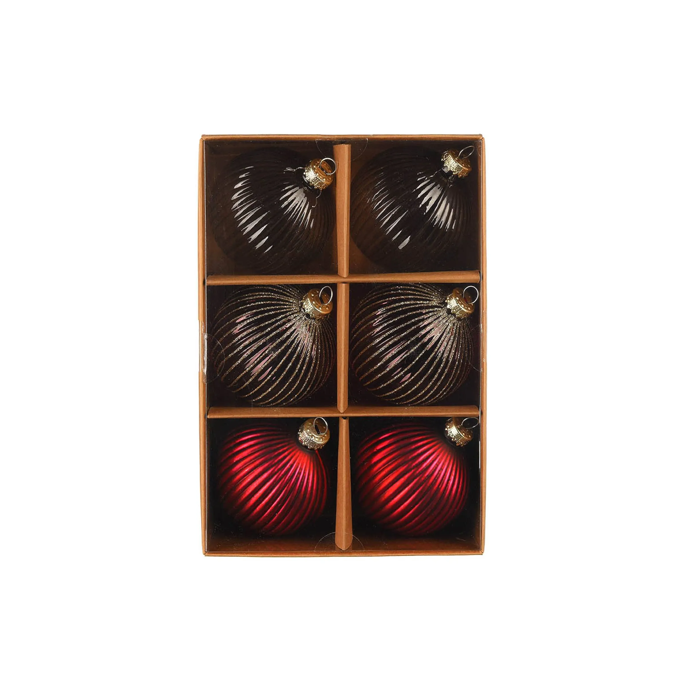 Depot Kugeln & Baumspitzen^Glas-Weihnachtskugel-Set Rille