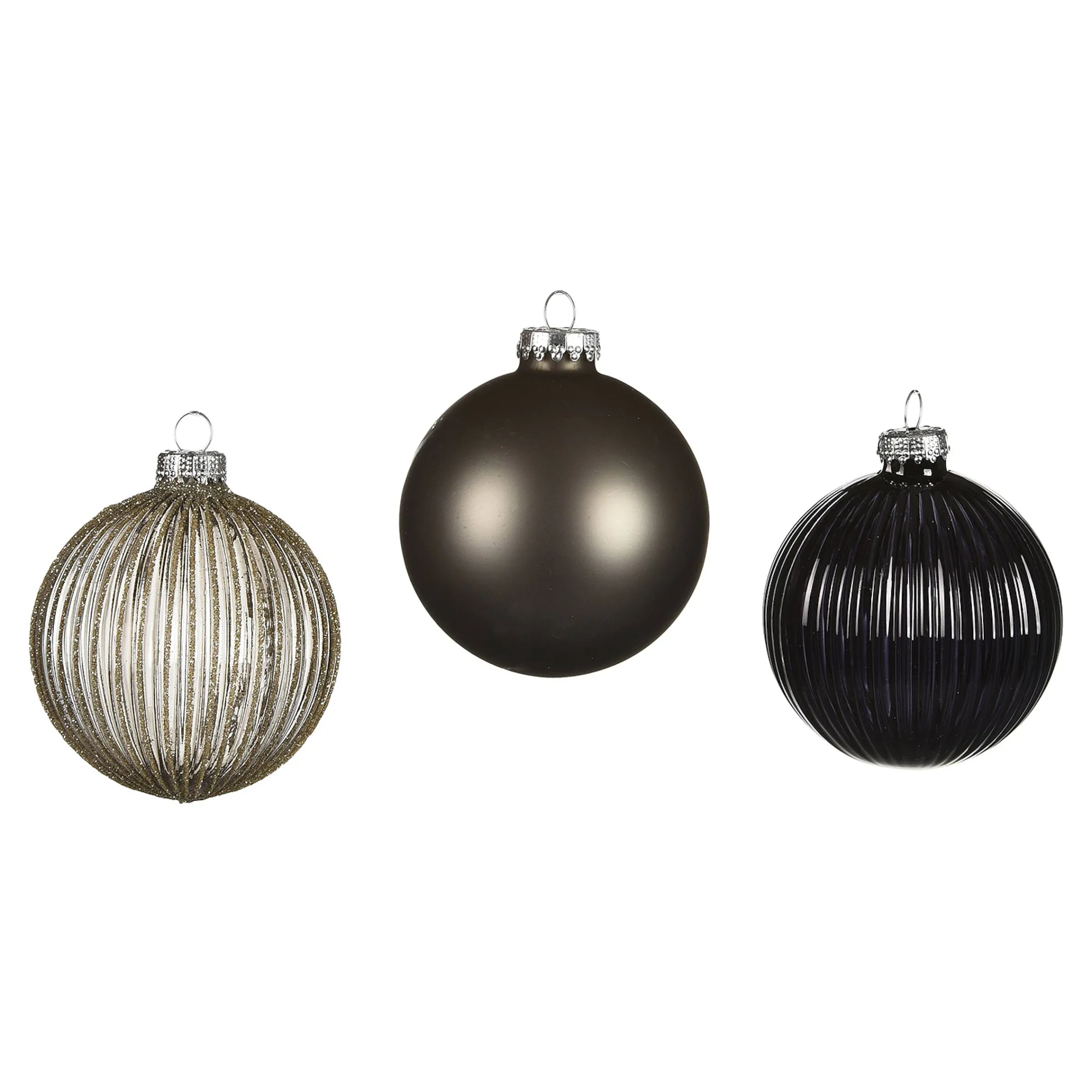 Depot Kugeln & Baumspitzen^Glas-Weihnachtskugel-Set Rille