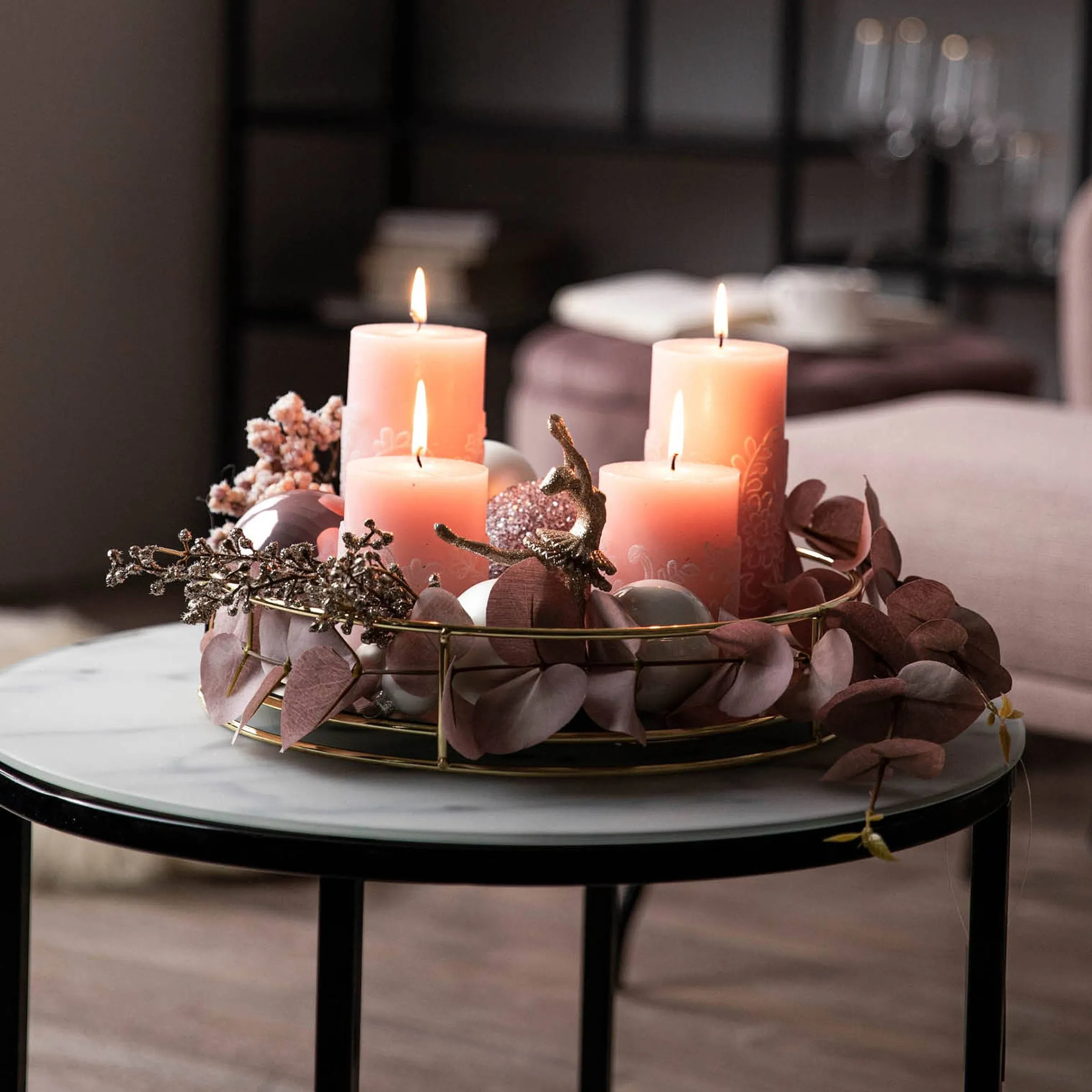 Depot Adventskranz-Deko^Glitzer-Kunst-Blumenpick Beeren