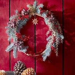 Depot Adventskranz-Deko^Kunstzweig Beere, Beschneit