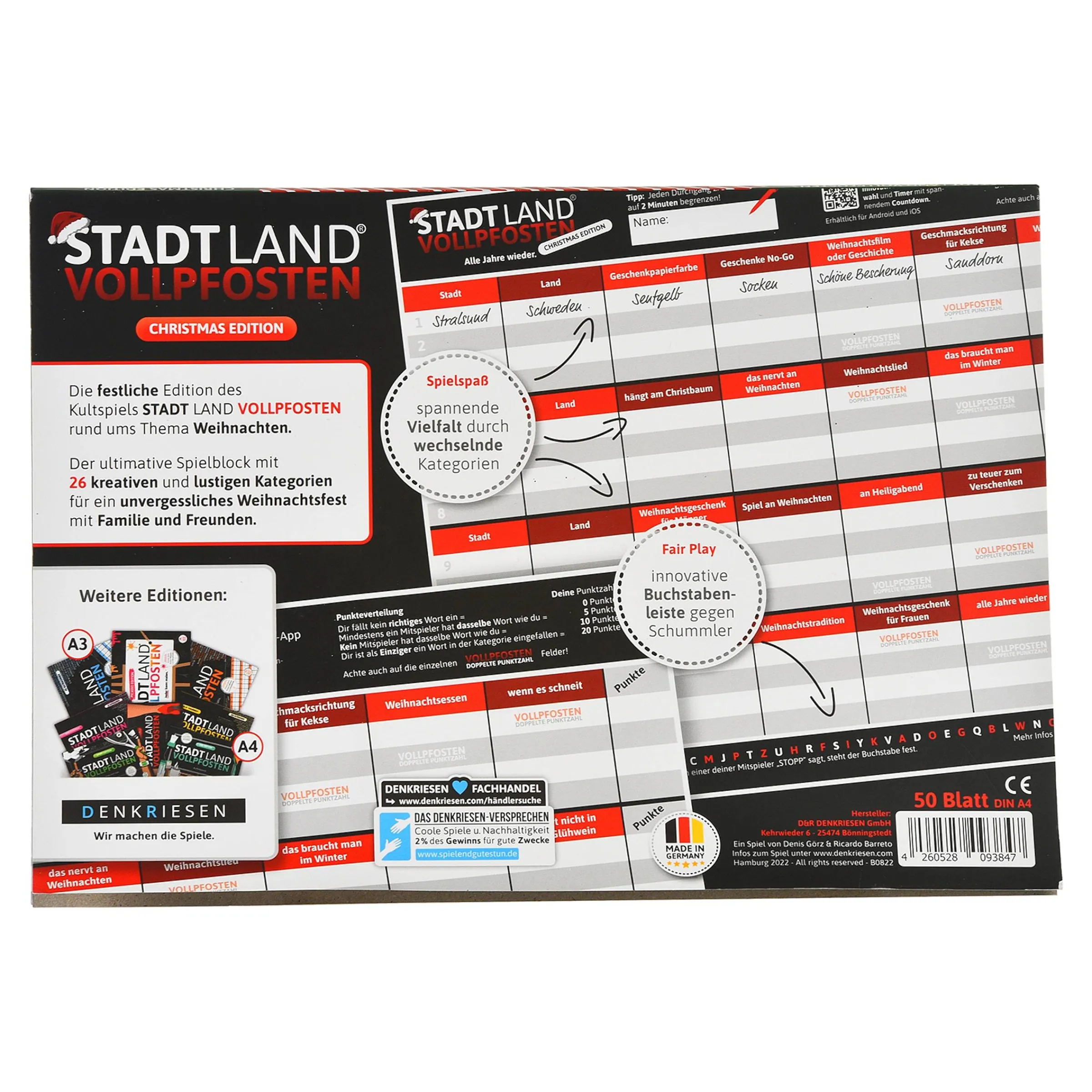 Depot Geschenkideen^Spiel Stadt Land Vollpfosten Christmas Edition