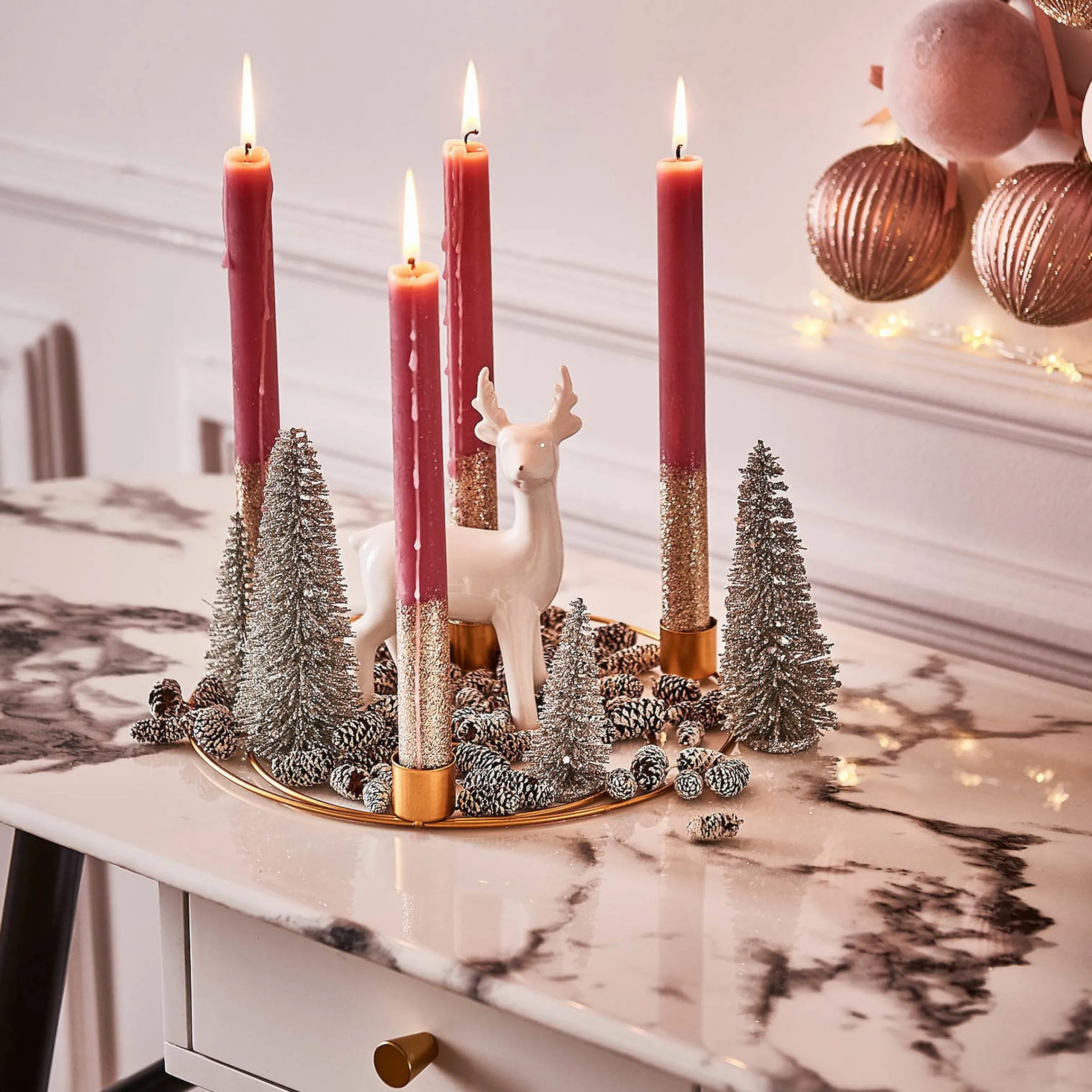 Depot Adventskerzen^Stabkerzen Gold Glitter