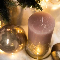 Depot Adventskerzen^Stumpenkerze Gold Glitter
